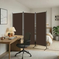 vidaXL Divisores De Ambientes-Biombo divisor de 3 paneles marrón 260x180 cm