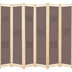 vidaXL Biombo divisor de 6 paneles de tela marrón 240x170x4 cm New