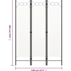 vidaXL Biombo divisor de 3 paneles 120x180 cm Blanco Discount