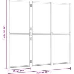 vidaXL Divisores De Ambientes-Biombo divisor de 3 paneles 210x180 cm