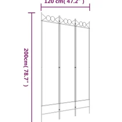 vidaXL Biombo divisor de 3 paneles de tela 120x200 cm Blanco Best
