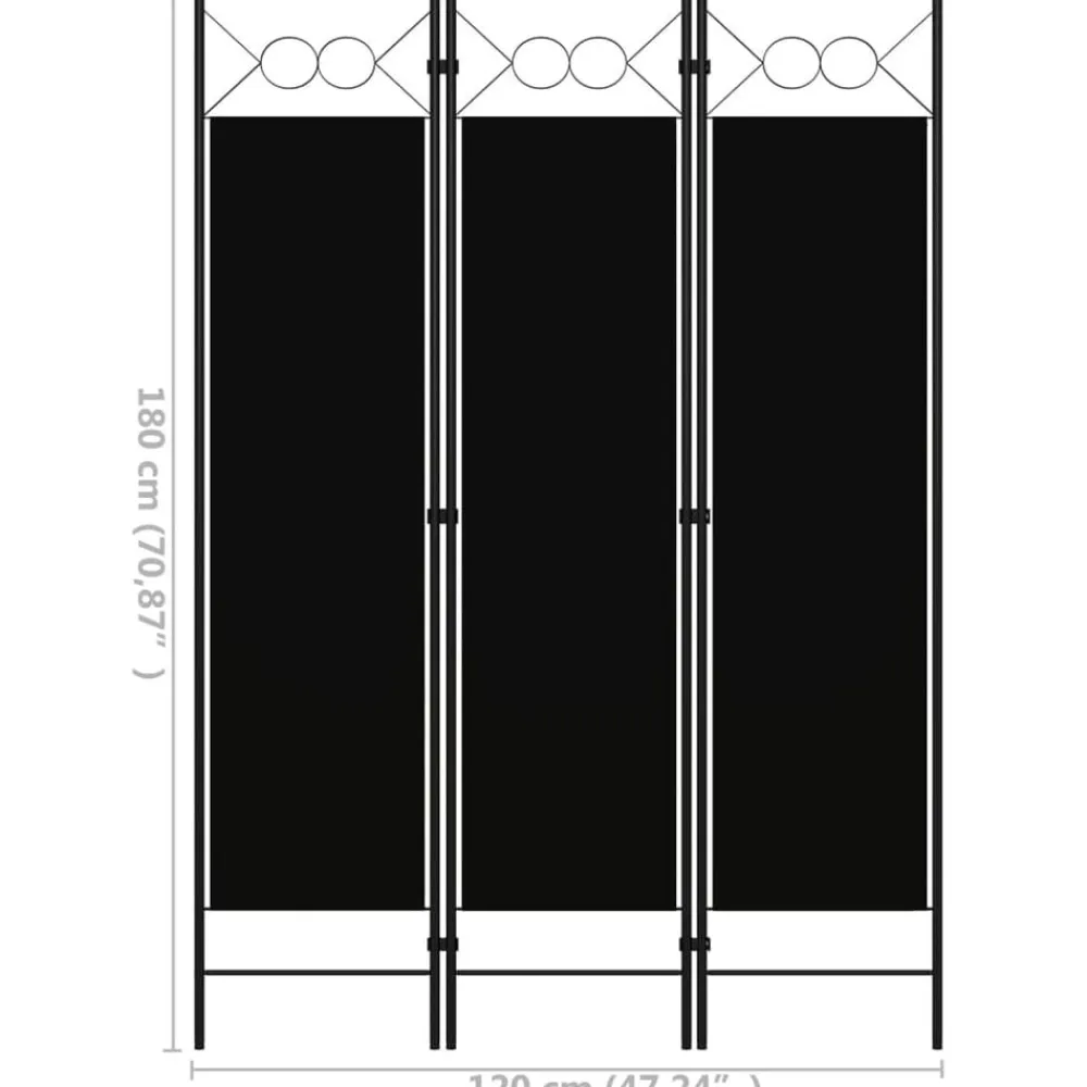 vidaXL Divisores De Ambientes-Biombo divisor de 3 paneles 120x180 cm