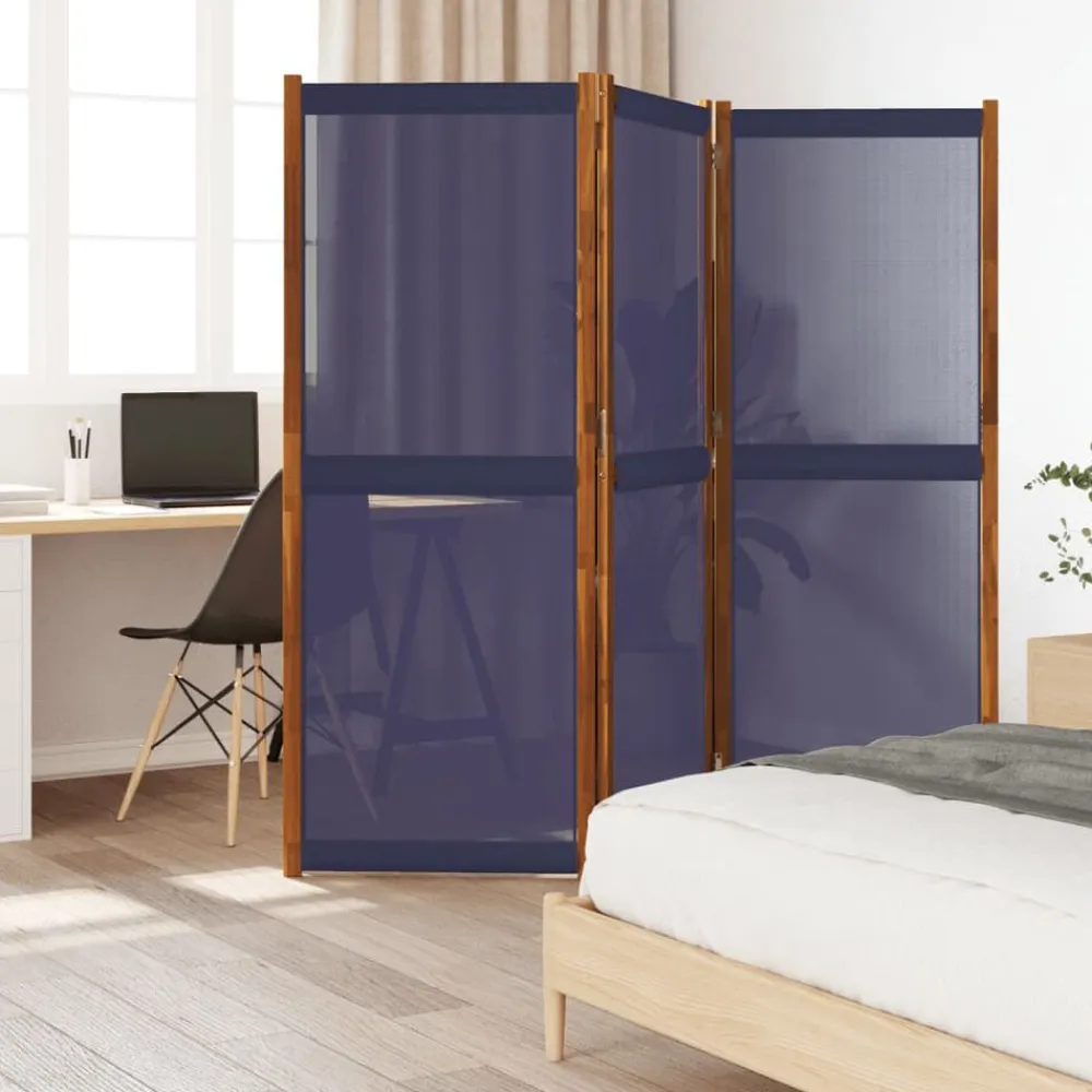 vidaXL Biombo divisor de 3 paneles 210x180 cm Azul oscuro Outlet