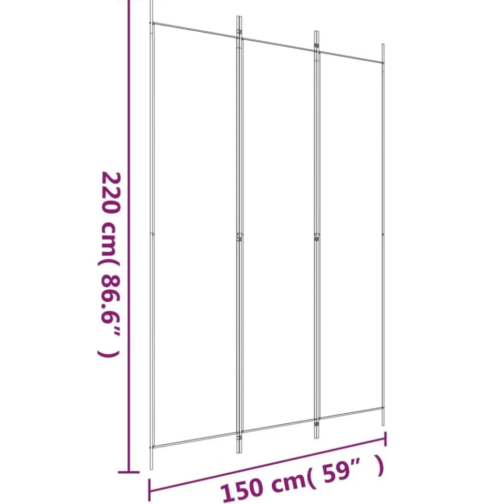 vidaXL Divisores De Ambientes-Biombo divisor de 3 paneles de tela marrón 150x220 cm