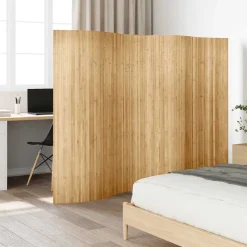 vidaXL Divisores De Ambientes-Biombo divisor de bambú natural ancho 250 cm alto 165 cm