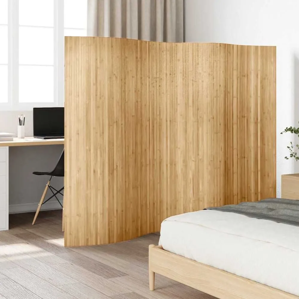 vidaXL Divisores De Ambientes-Biombo divisor de bambú natural ancho 250 cm alto 165 cm