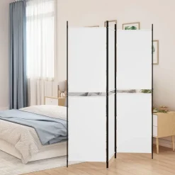 vidaXL Biombo divisor de 3 paneles de tela 150x180 cm Blanco