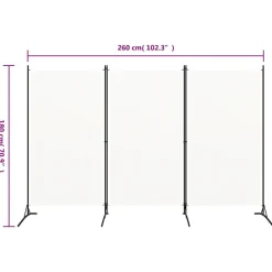 vidaXL Divisores De Ambientes-Biombo divisor de 3 paneles tela 260x180 cm