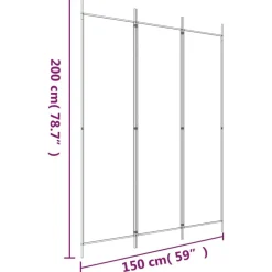 vidaXL Divisores De Ambientes-Biombo divisor de 3 paneles de tela 150x200 cm