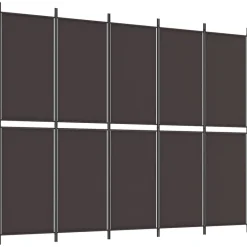 vidaXL Biombo divisor de 5 paneles de tela marrón 250x200 cm Marr&oacute;n Best