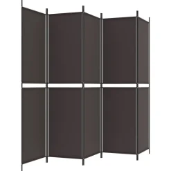 vidaXL Biombo divisor de 5 paneles de tela marrón 250x200 cm Marr&oacute;n Best