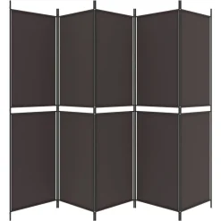 vidaXL Biombo divisor de 5 paneles de tela marrón 250x200 cm Marr&oacute;n Best