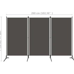 vidaXL Biombo divisor de 3 paneles gris 260x180 cm Antracita Clearance