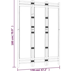 vidaXL Divisores De Ambientes-Biombo plegable de 3 paneles bambú y lona 120 cm