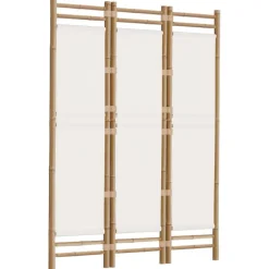vidaXL Divisores De Ambientes-Biombo plegable de 3 paneles bambú y lona 120 cm