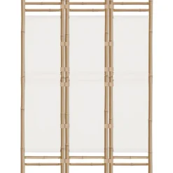 vidaXL Divisores De Ambientes-Biombo plegable de 3 paneles bambú y lona 120 cm