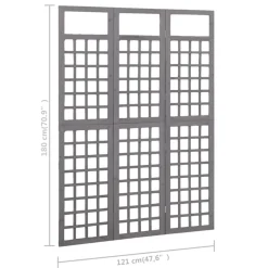 vidaXL Divisores De Ambientes-Biombo/Enrejado de 3 paneles madera de abeto 121x180 cm