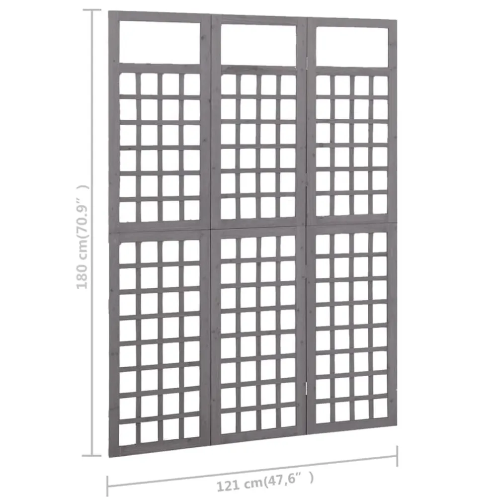 vidaXL Divisores De Ambientes-Biombo/Enrejado de 3 paneles madera de abeto 121x180 cm