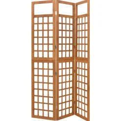 vidaXL Biombo/Enrejado de 3 paneles madera maciza abeto 121x180,5 cm Marr&oacute;n Hot