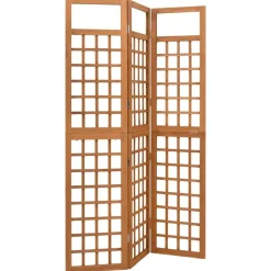 vidaXL Biombo/Enrejado de 3 paneles madera maciza abeto 121x180,5 cm Marr&oacute;n Hot