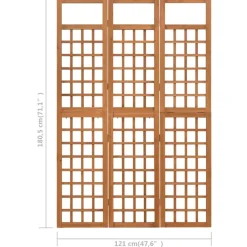 vidaXL Biombo/Enrejado de 3 paneles madera maciza abeto 121x180,5 cm Marr&oacute;n Hot