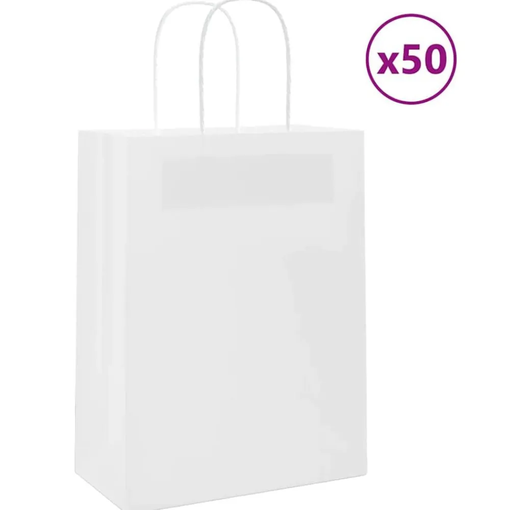vidaXL Bolsas de papel con asas 50 uds blanca 21x11x28 cm Blanco New