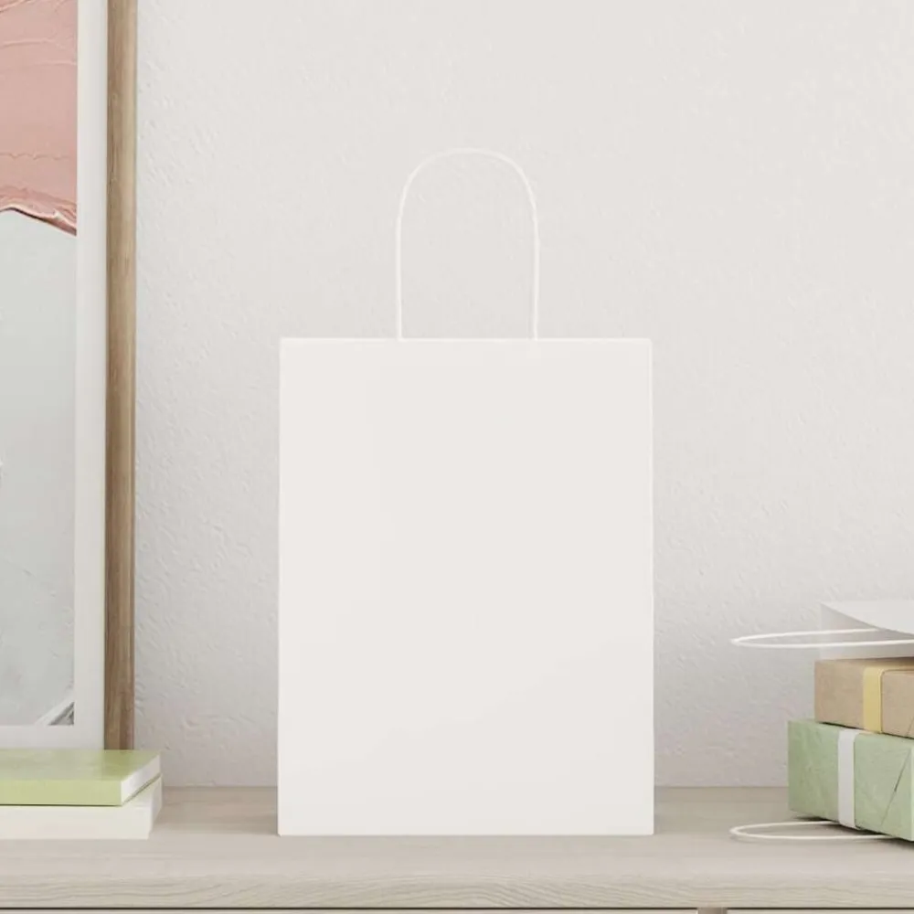 vidaXL Bolsas de papel con asas 50 uds blanca 21x11x28 cm Blanco New