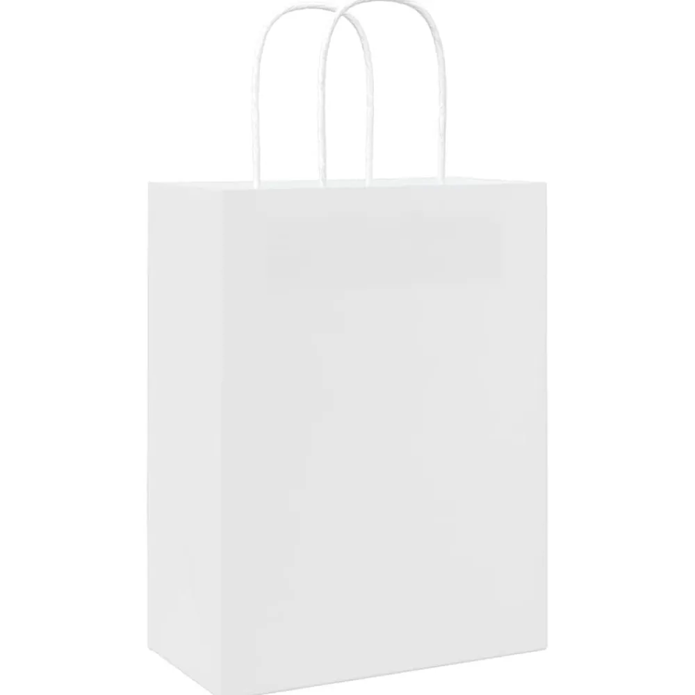 vidaXL Bolsas de papel con asas 50 uds blanca 21x11x28 cm Blanco New