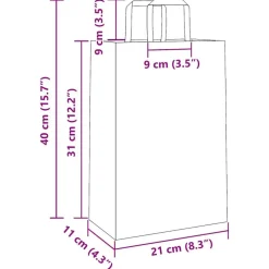 vidaXL Bolsas de papel con asas 250 uds negra 21x11x31 cm Negro Clearance