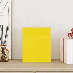 vidaXL Arte Y Ocio-Bolsas de papel con asas 50 uds amarillas 18x8x22 cm