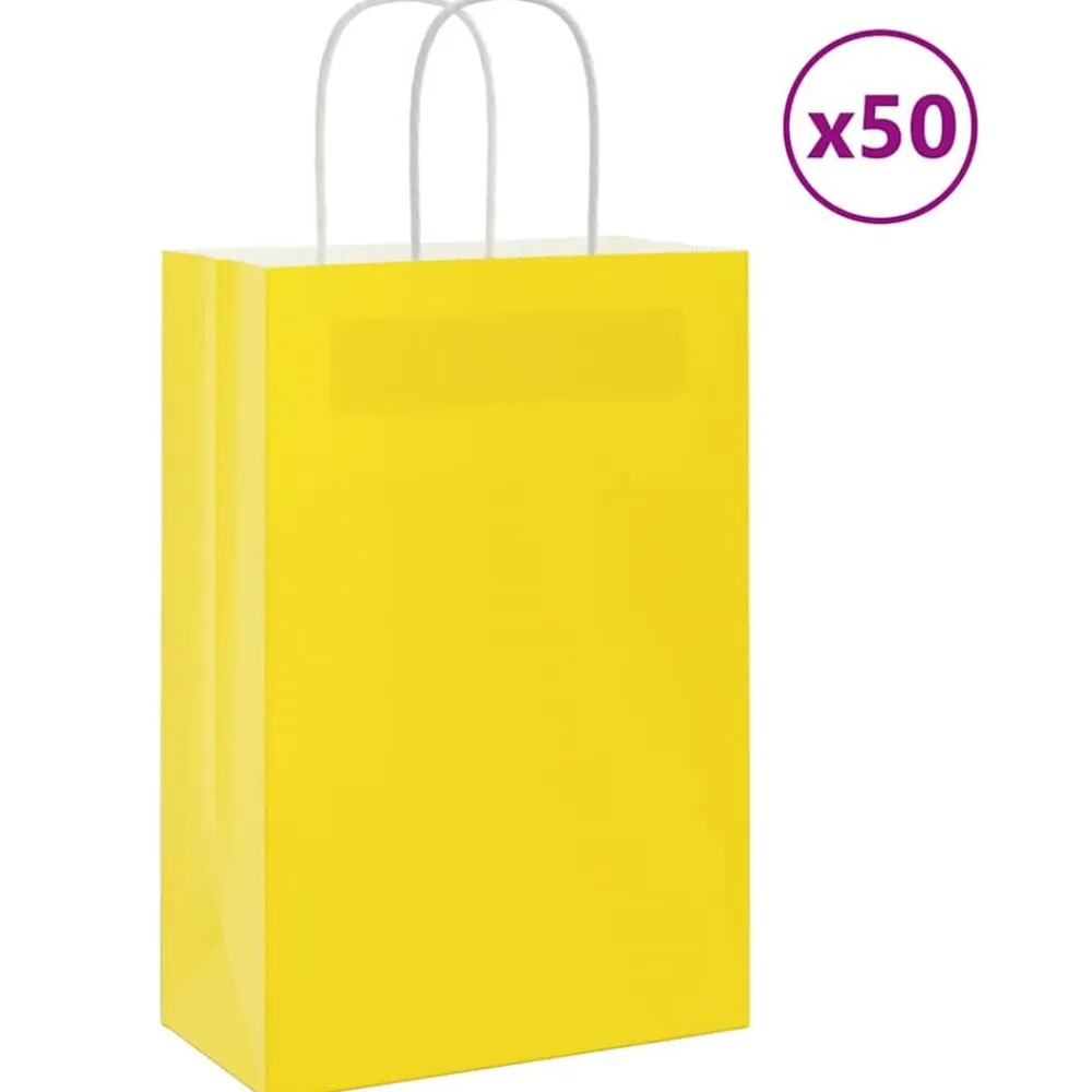 vidaXL Bolsas de papel con asas 50 uds amarillas 21x11x31 cm Amarillo Outlet