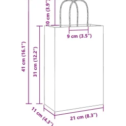 vidaXL Bolsas de papel con asas 50 uds amarillas 21x11x31 cm Amarillo Outlet