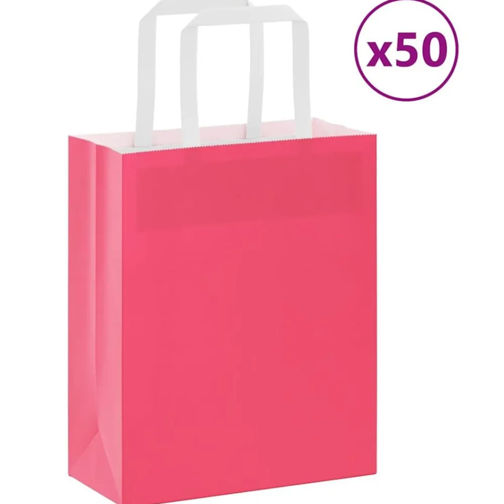 vidaXL Arte Y Ocio-Bolsas de papel con asas 50 uds 18x8x22 cm
