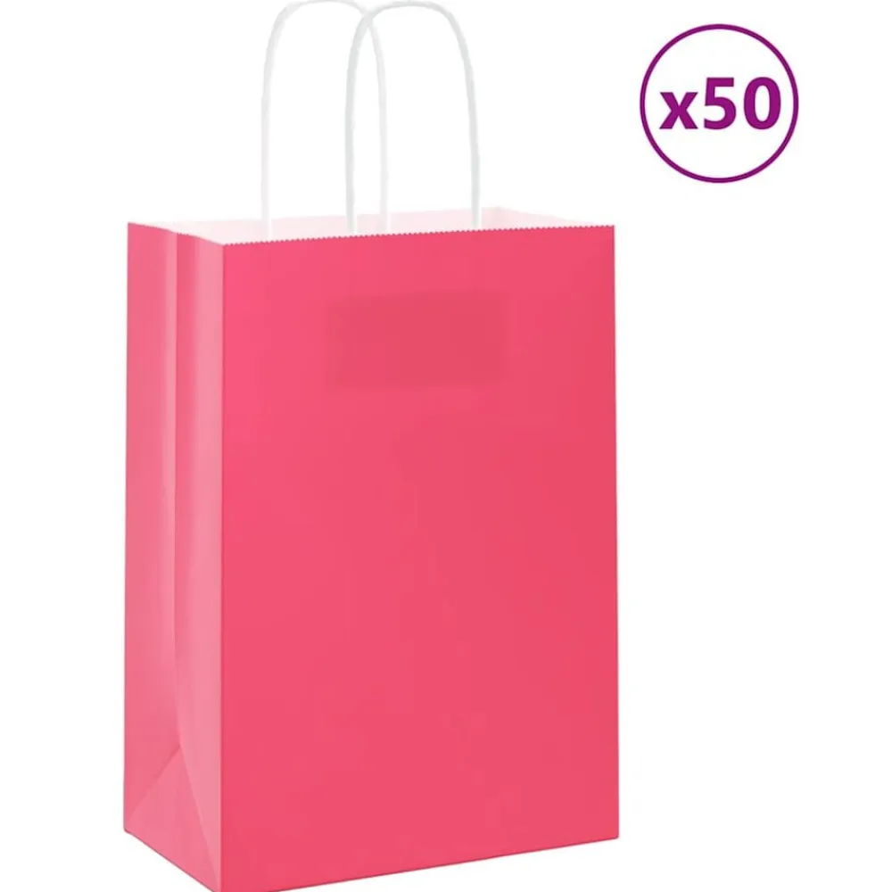 vidaXL Arte Y Ocio-Bolsas de papel con asas 50 uds 15x8x21 cm