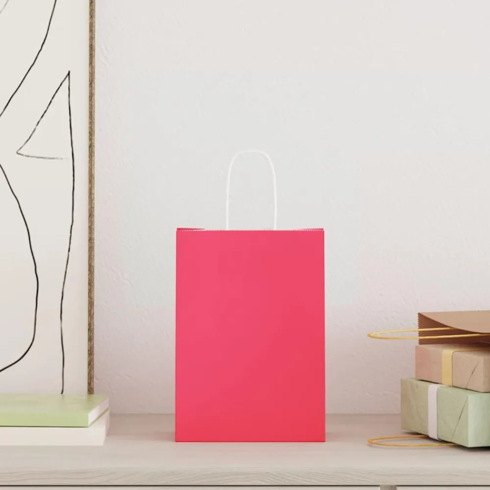vidaXL Arte Y Ocio-Bolsas de papel con asas 50 uds 15x8x21 cm