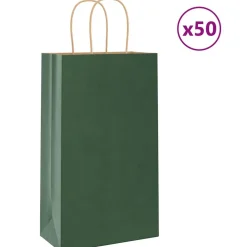 vidaXL Arte Y Ocio-Bolsas de papel con asas 50 uds 21x11x36 cm