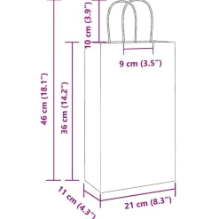 vidaXL Arte Y Ocio-Bolsas de papel con asas 50 uds 21x11x36 cm