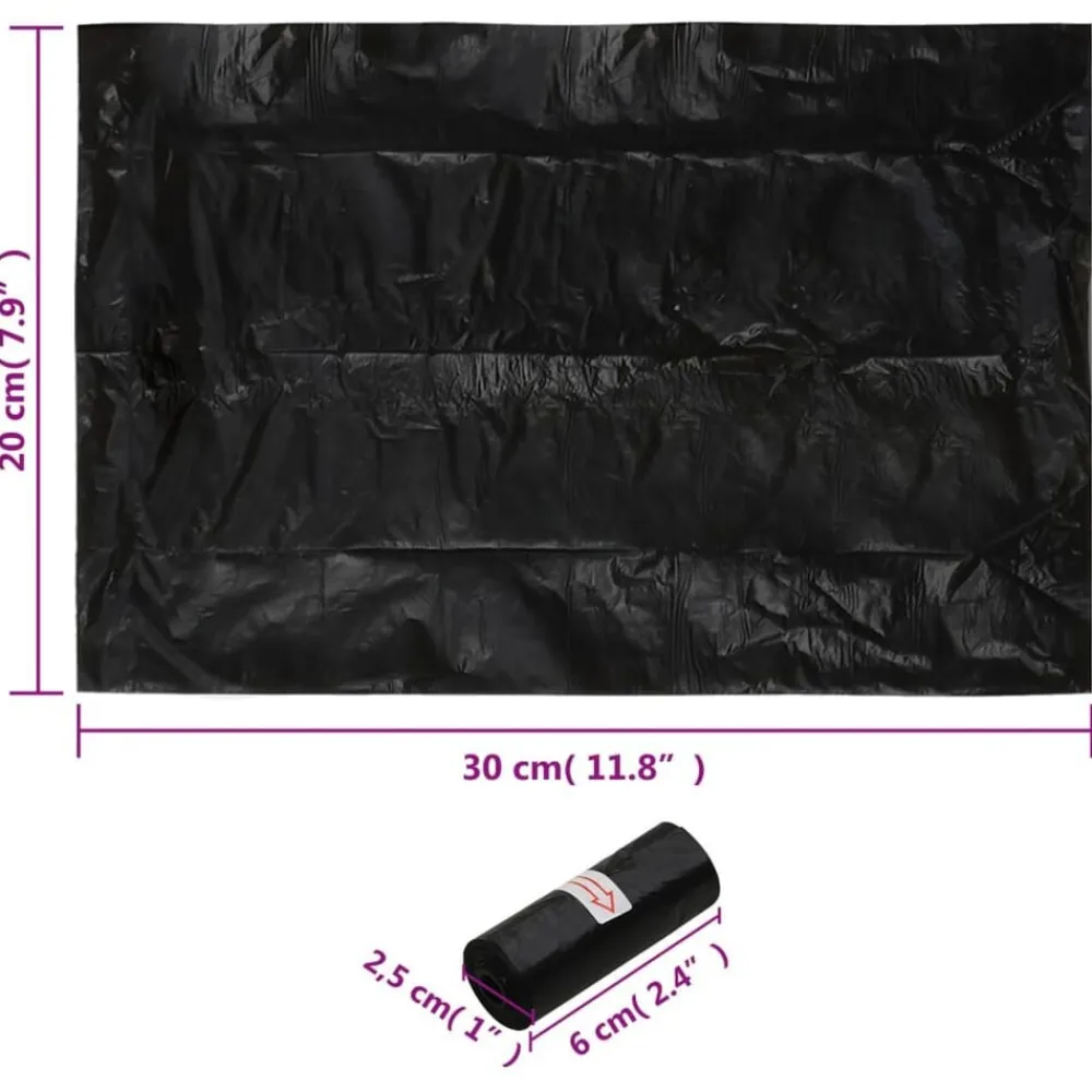 vidaXL Productos Para Mascotas-Bolsas para cacas de perro 750 uds PE negro 30x20 cm