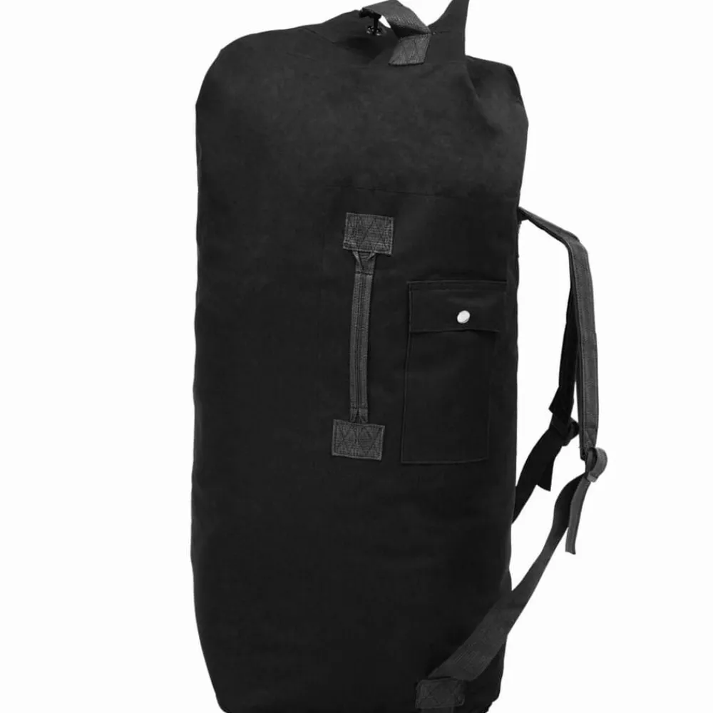 vidaXL Bolso de lona estilo militar 85 L Negro Sale