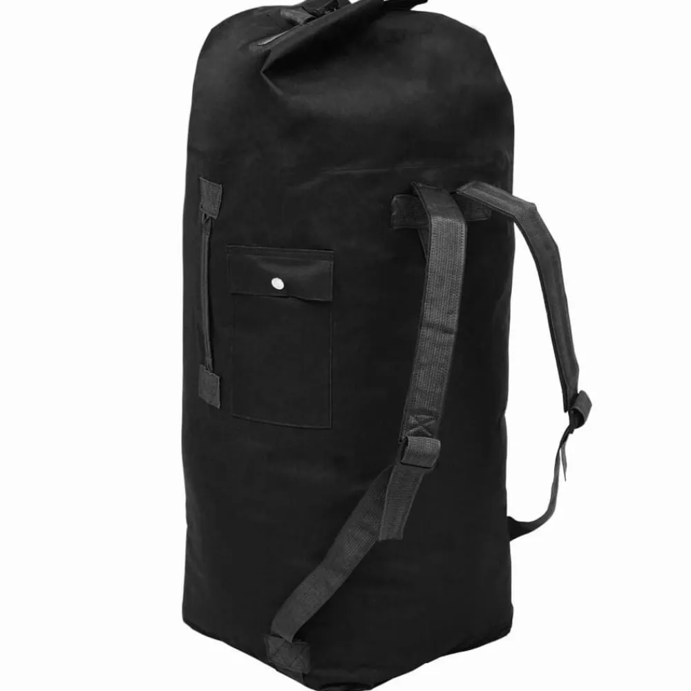 vidaXL Bolso de lona estilo militar 85 L Negro Sale