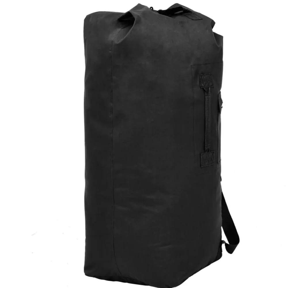vidaXL Bolso de lona estilo militar 85 L Negro Sale