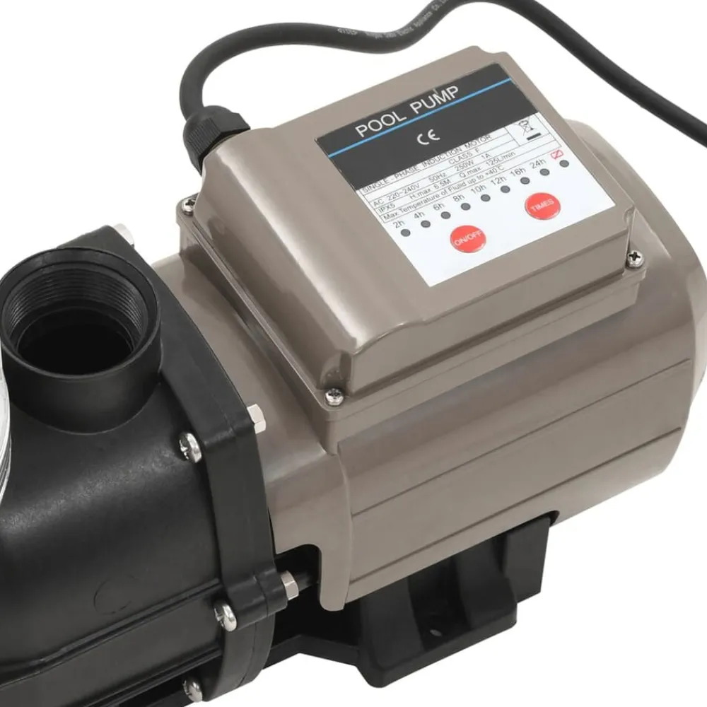 vidaXL Piscina Y Spa-Bomba de piscina con temporizador negra 0,25 HP 8000 L/h
