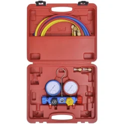vidaXL Accesorios Para Electrodomésticos-Bomba de vacío 50 L/min manómetros de 4 vías kit de herramietas