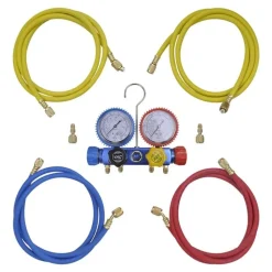 vidaXL Accesorios Para Electrodomésticos-Bomba de vacío 50 L/min manómetros de 4 vías kit de herramietas