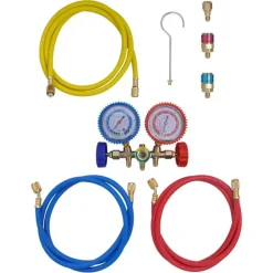 vidaXL Accesorios Para Electrodomésticos-Bomba de vacío set de manómetros 2 vías para aire acondicionado