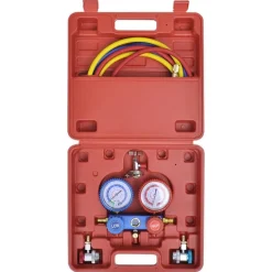 vidaXL Accesorios Para Electrodomésticos-Bomba de vacío una etapa con manómetro colector bidireccional