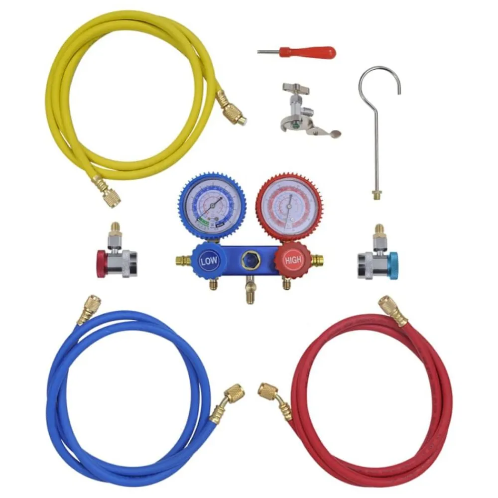 vidaXL Accesorios Para Electrodomésticos-Bomba de vacío una etapa con manómetro colector bidireccional
