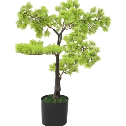 vidaXL Bonsái de ciprés artificial con macetero 60 cm verde Negro y verde Sale