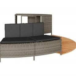 vidaXL Piscina Y Spa-Borde bañera hidromasaje madera acacia y ratán sintético