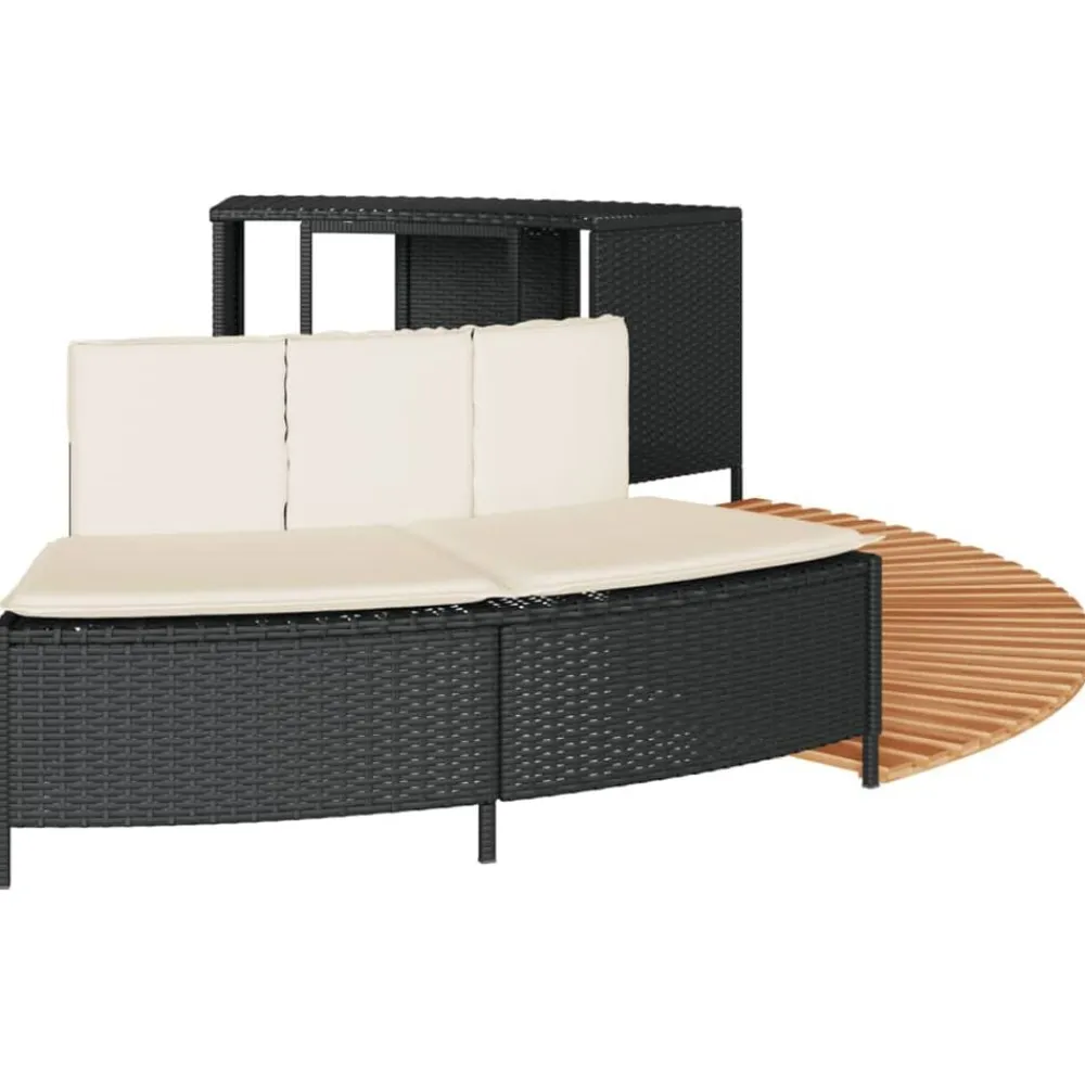 vidaXL Piscina Y Spa-Borde bañera hidromasaje madera acacia y ratán sintético
